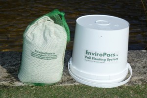 Large Enviropacs TM may be floated or placed on the bottom near incoming water flows